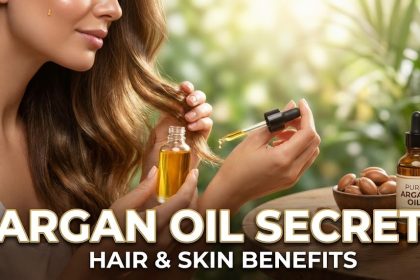 A dropper dispensing pure, golden argan oil into the palm of a hand for a natural skincare routine.