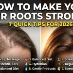 A close-up of a woman gently massaging her scalp with essential oils, promoting healthy blood circulation and strong hair roots.