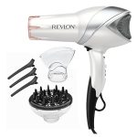 A high-resolution product image of the Revlon Infrared Ionic Hair Dryer with its diffuser and concentrator attachments.