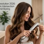 Digital render of a laser hair growth helmet and an infrared ionic hair dryer side-by-side, representing the 2026 growth and styling protocol.