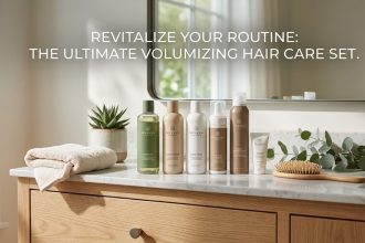 A highly clinical digital flat-lay of the Maple Holistics Rosemary Biotin shampoo and conditioner bottles alongside fresh rosemary sprigs on a minimalist beige background.
