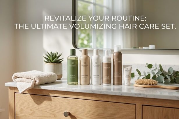 A highly clinical digital flat-lay of the Maple Holistics Rosemary Biotin shampoo and conditioner bottles alongside fresh rosemary sprigs on a minimalist beige background.